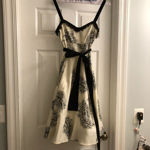 Anthropologie Flared off-white black dress